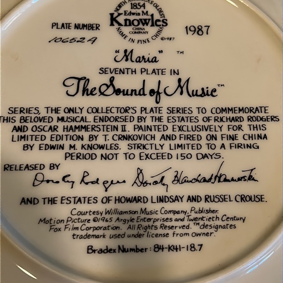 Edwin M Knowles China Company The Sound Of Music Maria Plate - Picture 5 of 13